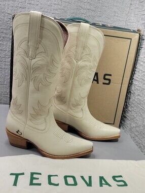 Tecovas The Annie Women's Size US 7B Bone Cowhide Leather Cowgirl 14" Boots